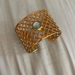 Julie Vos Gold Cuff with Blue/Green Stone